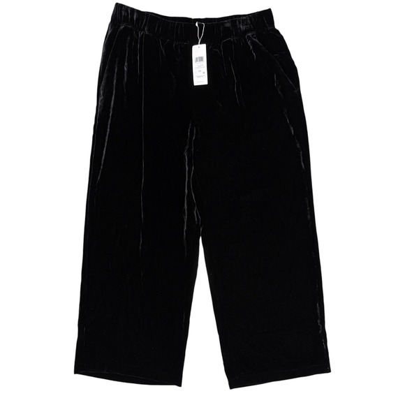 Eileen Fisher Pants - Eileen Fisher Womens Size Large Black Silk Wide Ankle Pleat Pants NWT